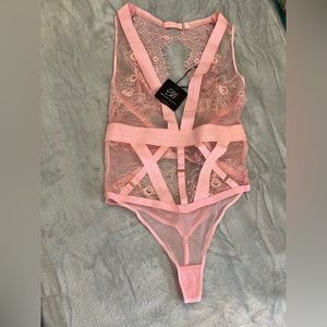 Honey Birdette Belinda candy pink catsuit